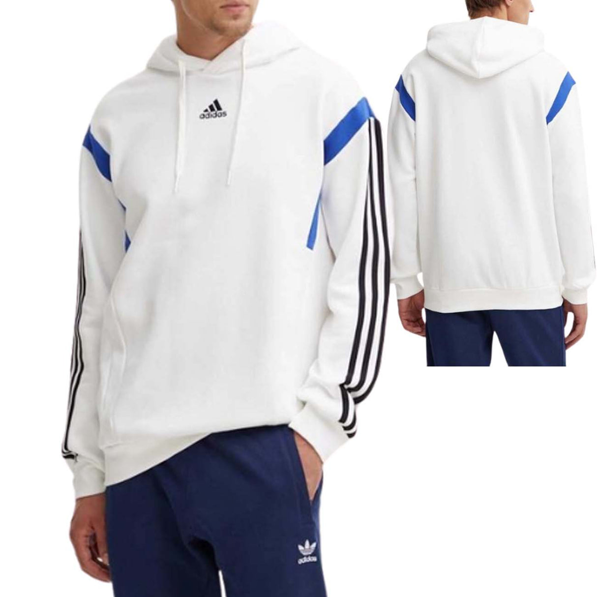 FELPA ADIDAS JJ1538 HODDIE BIANCO COTONE FELPATO