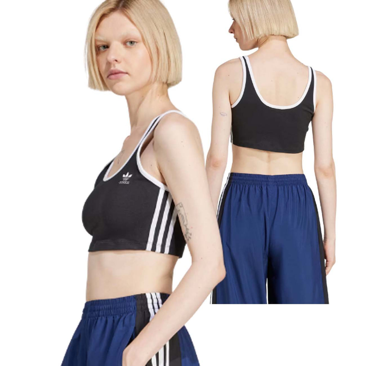 TOP DONNA ADIDAS JD4612 ADICOLOR STRIPES BRA NERO