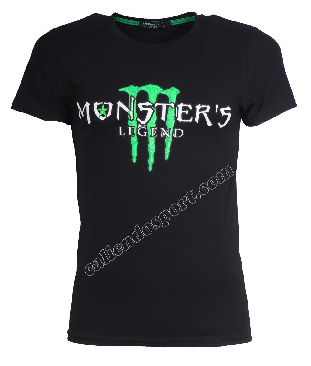 T-SHIRT HOMME MONSTER'S LECEND LM 078 NOIR BLANC COTON CASUAL FABRIQUÉ EN ITALIE
