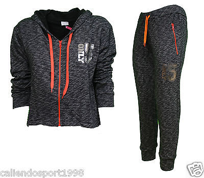 Tuta Donna Fitness Palestra Felpa+Pantalone Con Cappuccio Cotone Sport