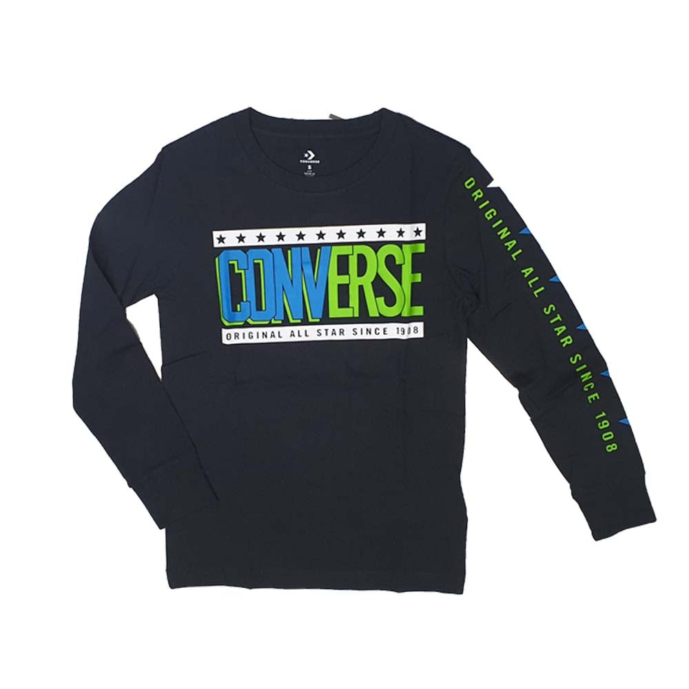 T-SHIRT CONVERSE RAGAZZI 9CA871 COTONE NERO GRIGIO