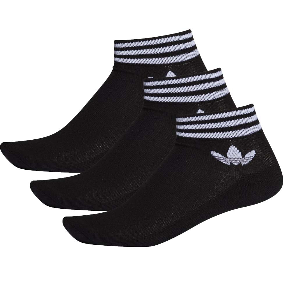 ADIDAS SOCKS EE1151 EE1152 UNISEX TREFOIL BLACK WHITE 3 PAIRS