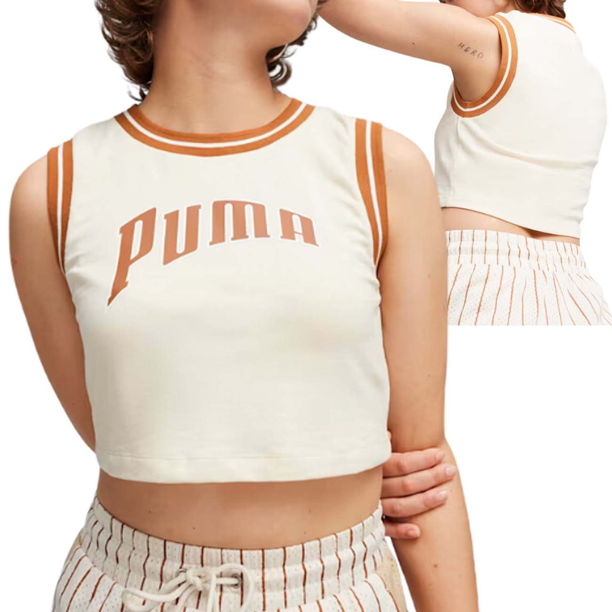 TOP DONNA PUMA 625024 87 GRAFICO PUMA TEAM COTONE BEIGE