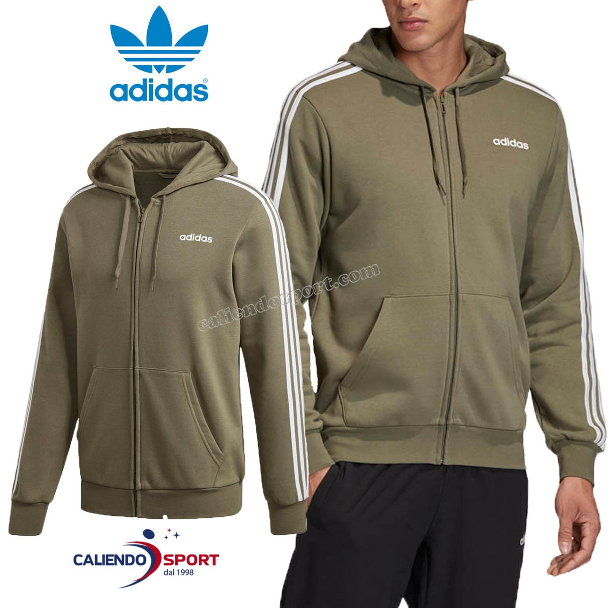 Sweat à capuche zippé en coton ADIDAS FM6104