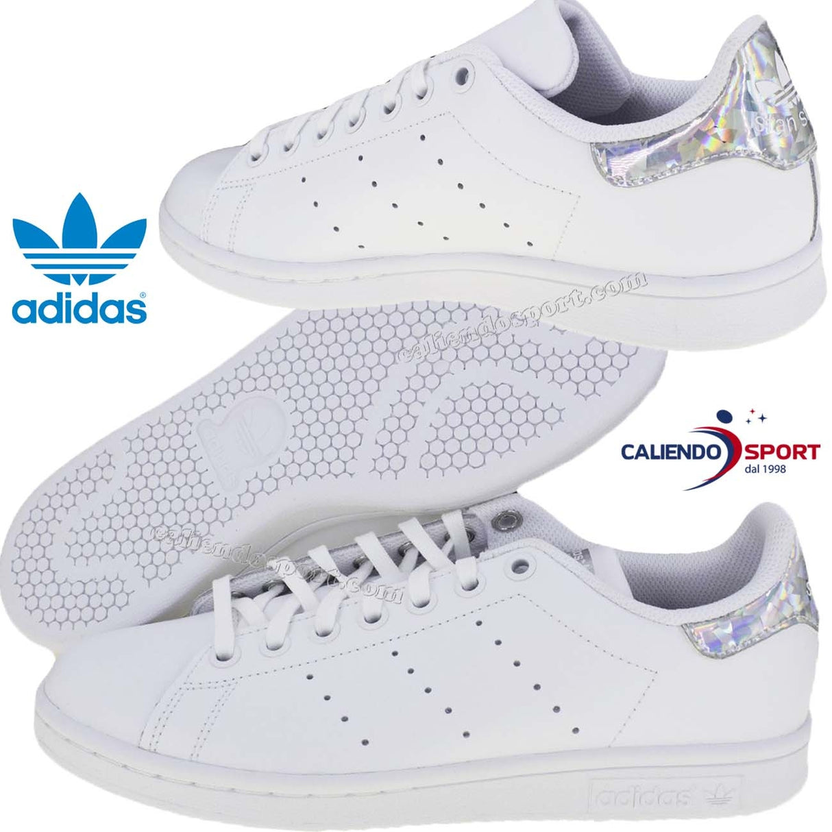 SCARPA ADIDAS STAN SMITH EE8483 DONNA ORIGINALS BIANCO ARGENTO