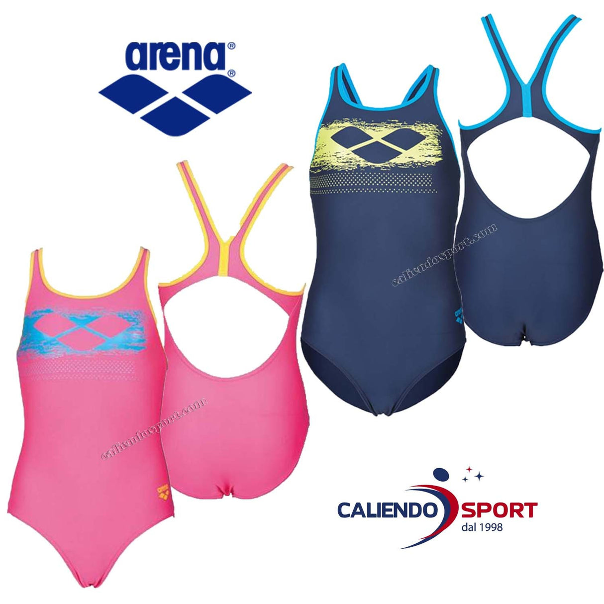 ARENA GIRL'S SWIMSUIT 001330 SCRATCHHY PINK BLUE POOL SWIMMING SEA DIVING CHILDREN