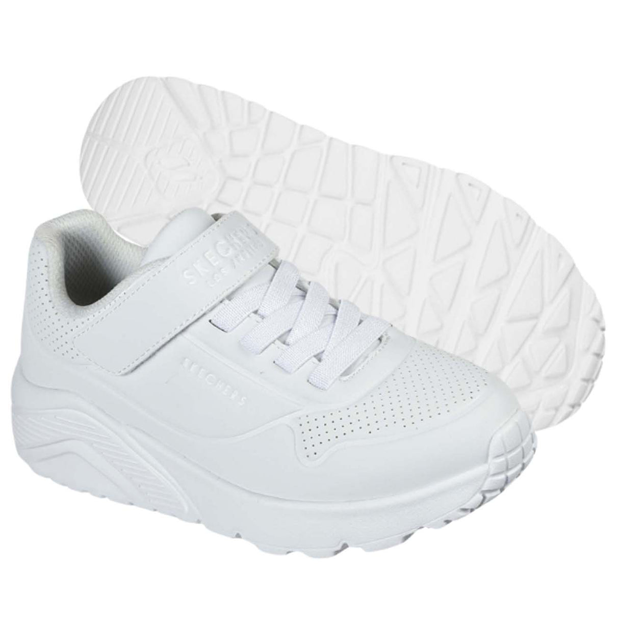 SCARPA SKECHERS RAGAZZI 403695L WHITE UNO LITE STRAPPO BIANCO
