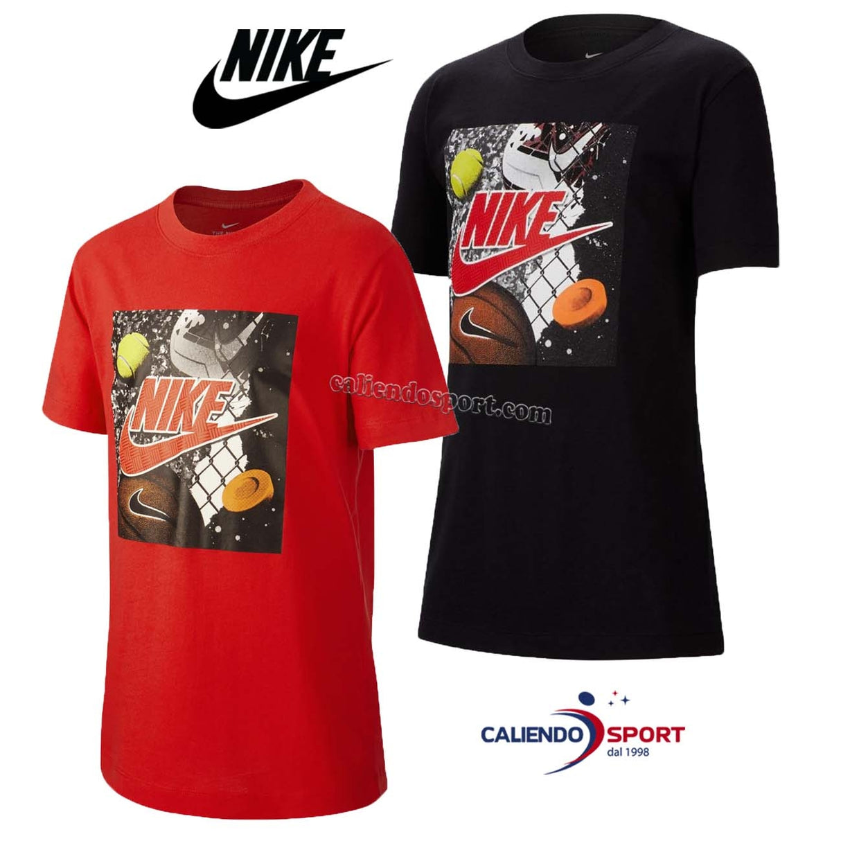 T-SHIRT NIKE GARÇON CT2634 010 657 NOIR ROUGE COTON