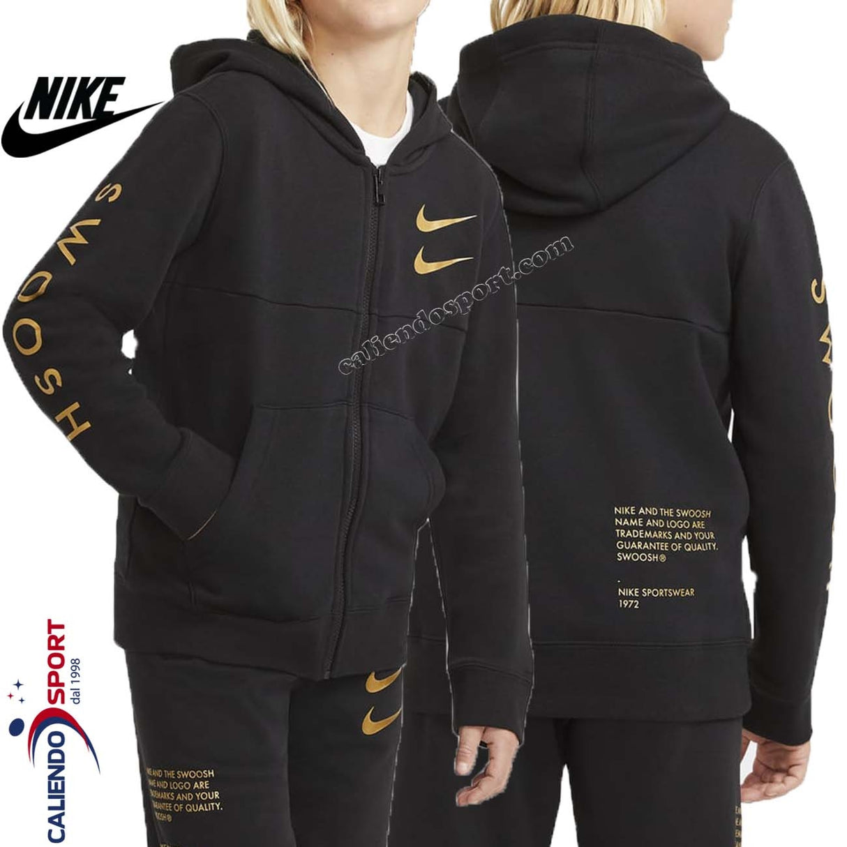 FELPA NIKE RAGAZZI DC3453 010 NERO SPORTSWEAR SWOOSH