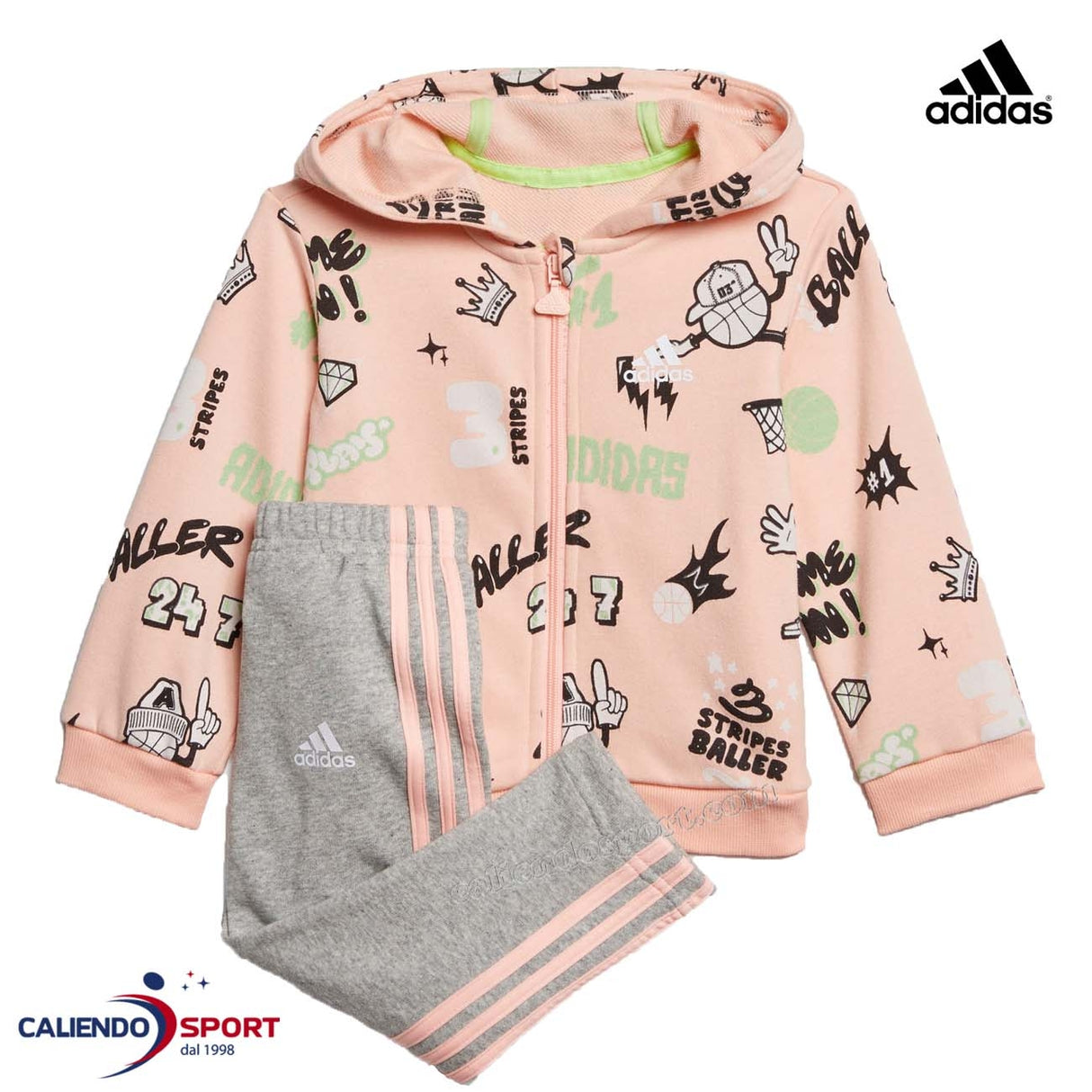 TUTA BAMBINA ADIDAS GE0010 FRENCH TERRY GRAPHIC COTONE