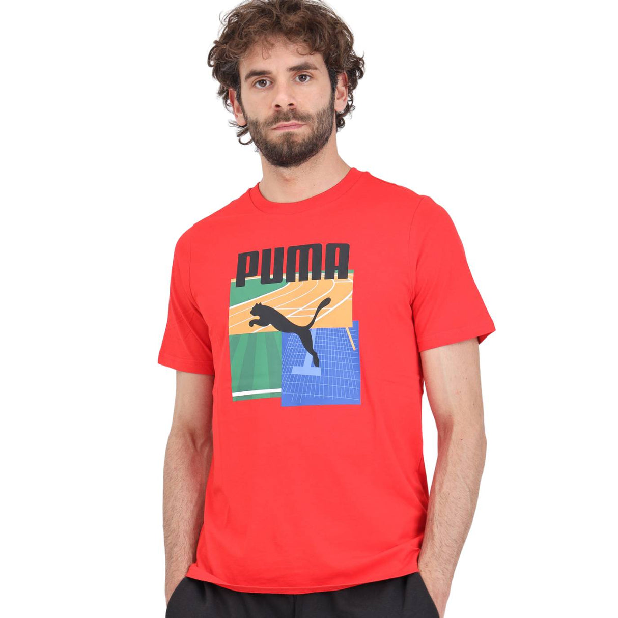 T-SHIRT PUMA 627909 11 GRAFHIC SUMMER ROSSO COTONE
