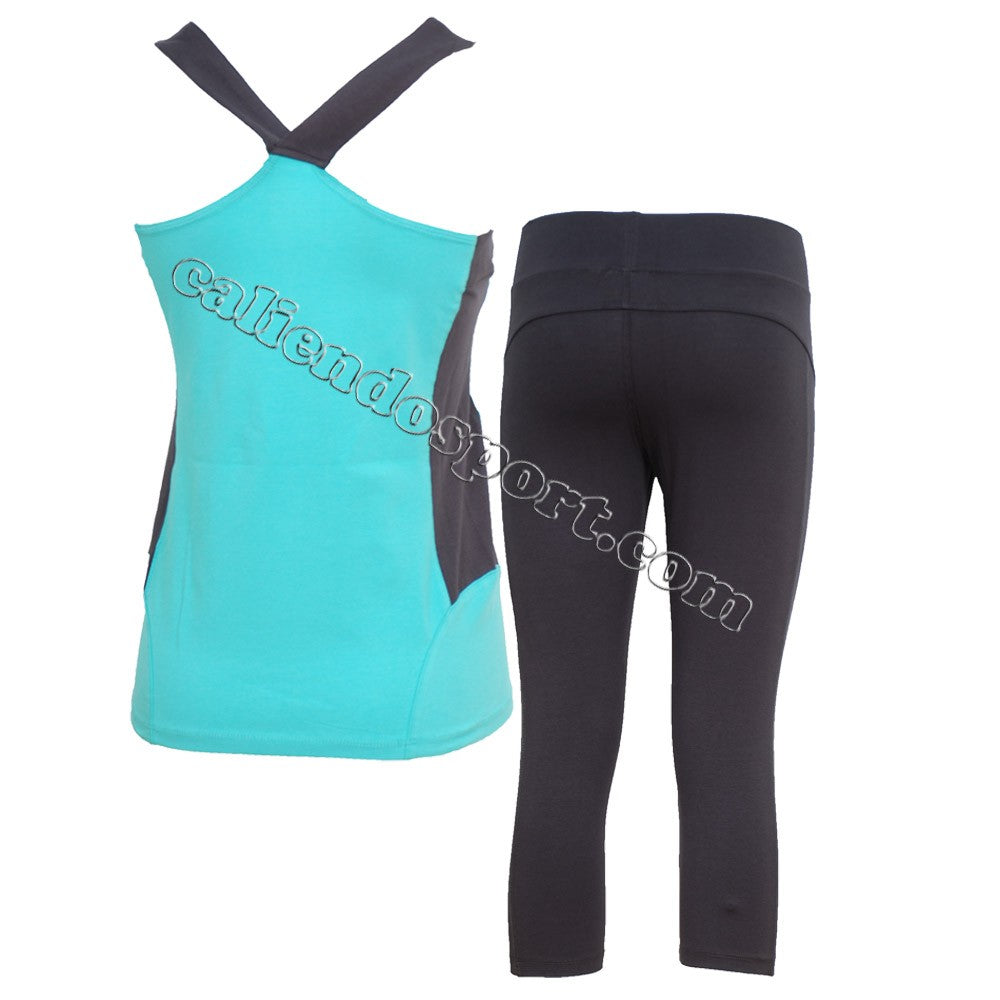 DIADORA CAPRI WOMEN'S COMPLETE SET + COTTON GYM TANK TOP 171641 L CASUAL GYM SET