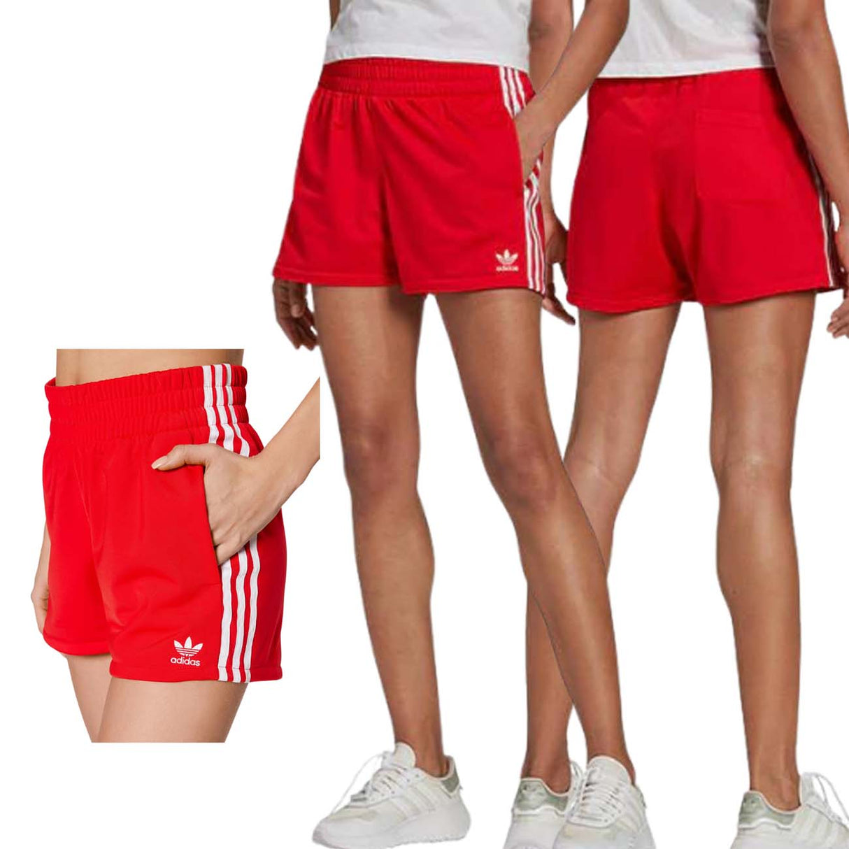 PANTALONCINO DONNA ADIDAS HE9495 3-STRIPES ROSSO
