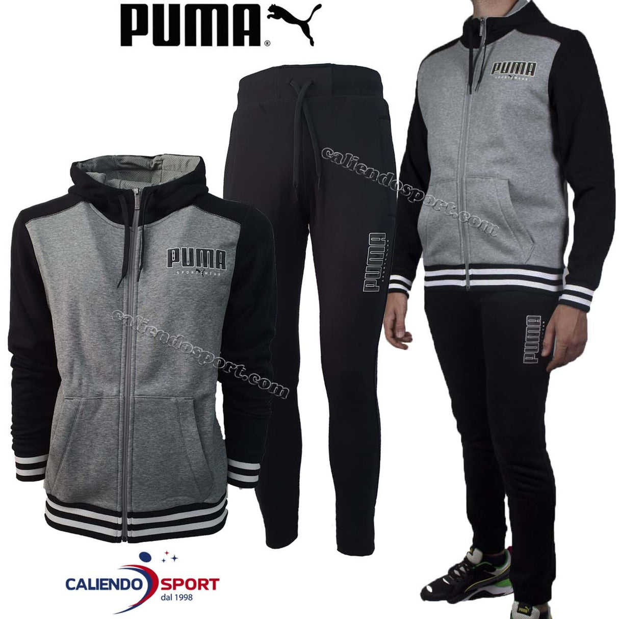 SURVÊTEMENT PUMA 585733 01 GRIS NOIR COTON POLAIRE