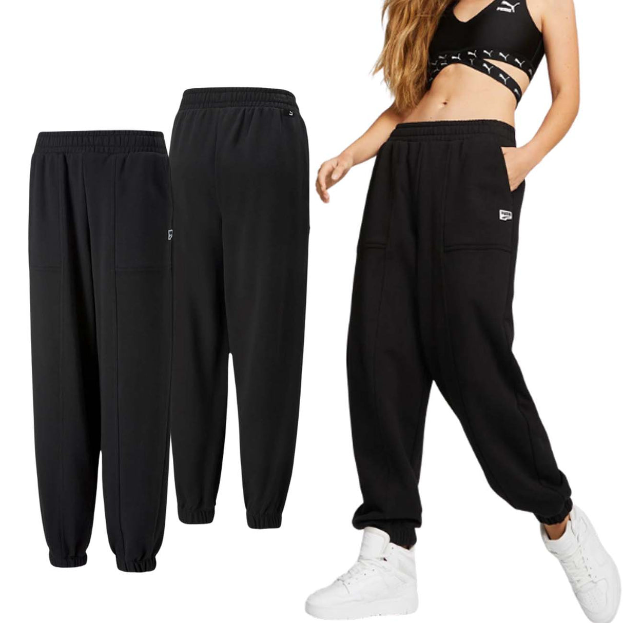 PANTALON DE SURVÊTEMENT EN COTON BROSSÉ POUR FEMMES PUMA 536072