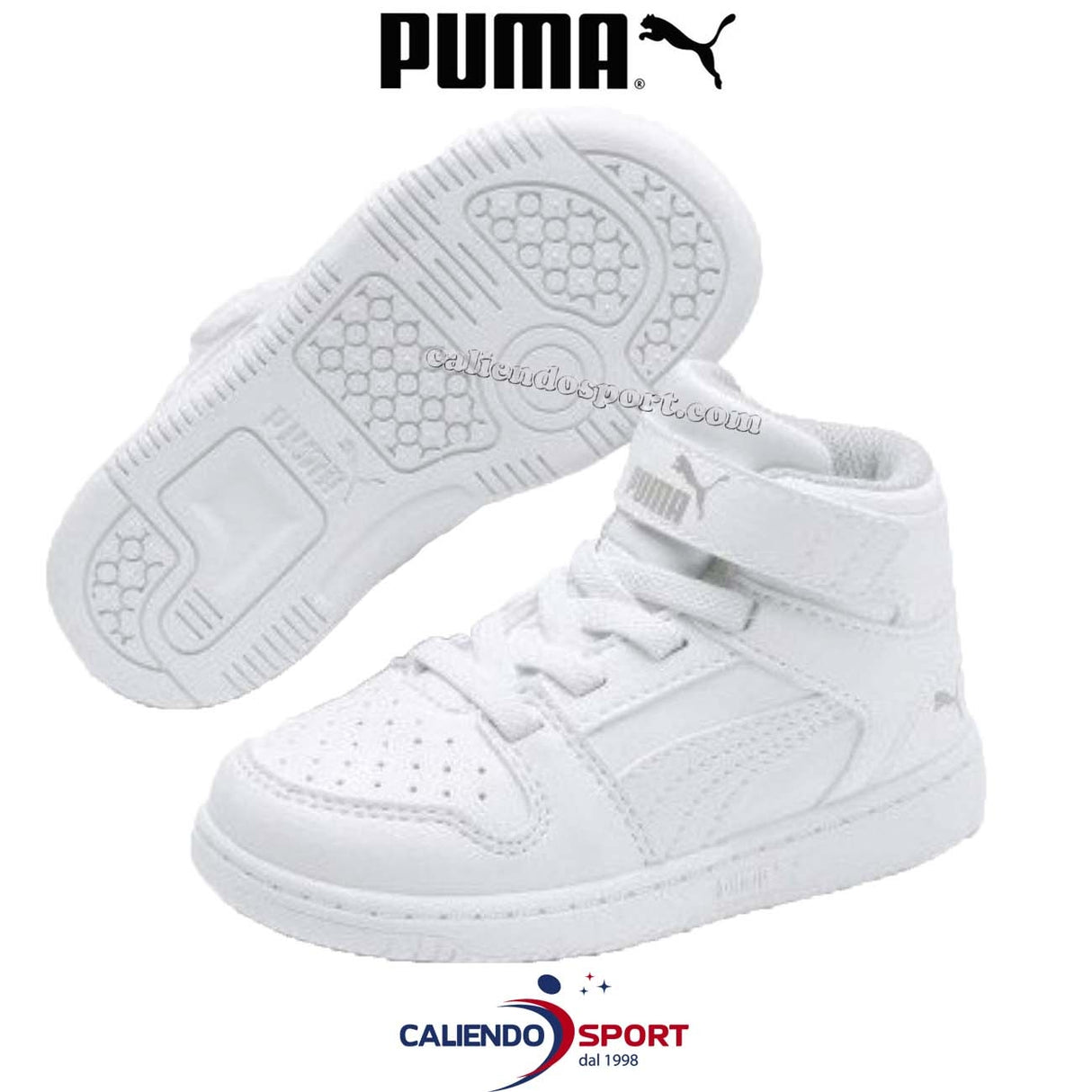 PUMA 370489 02 WHITE HIGH VELCRO CHILDREN'S SHOES