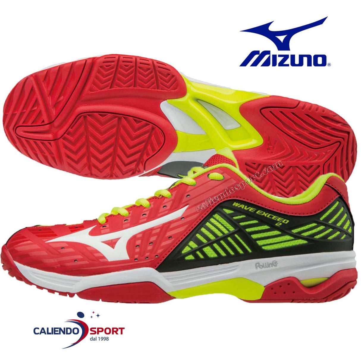 MIZUNO MEN'S TENNIS SHOES 61GA182062 RED WAVE EXCEED 2 AC SPORT