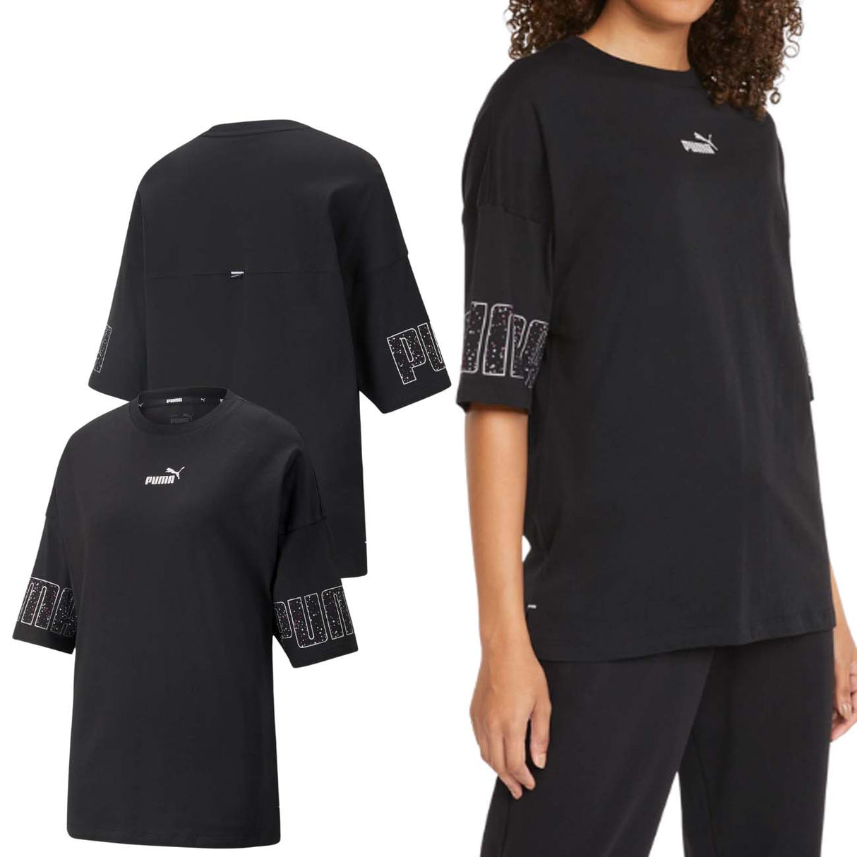 T-SHIRT DONNA PUMA 848827 COLOR BLOCK POWER NERO