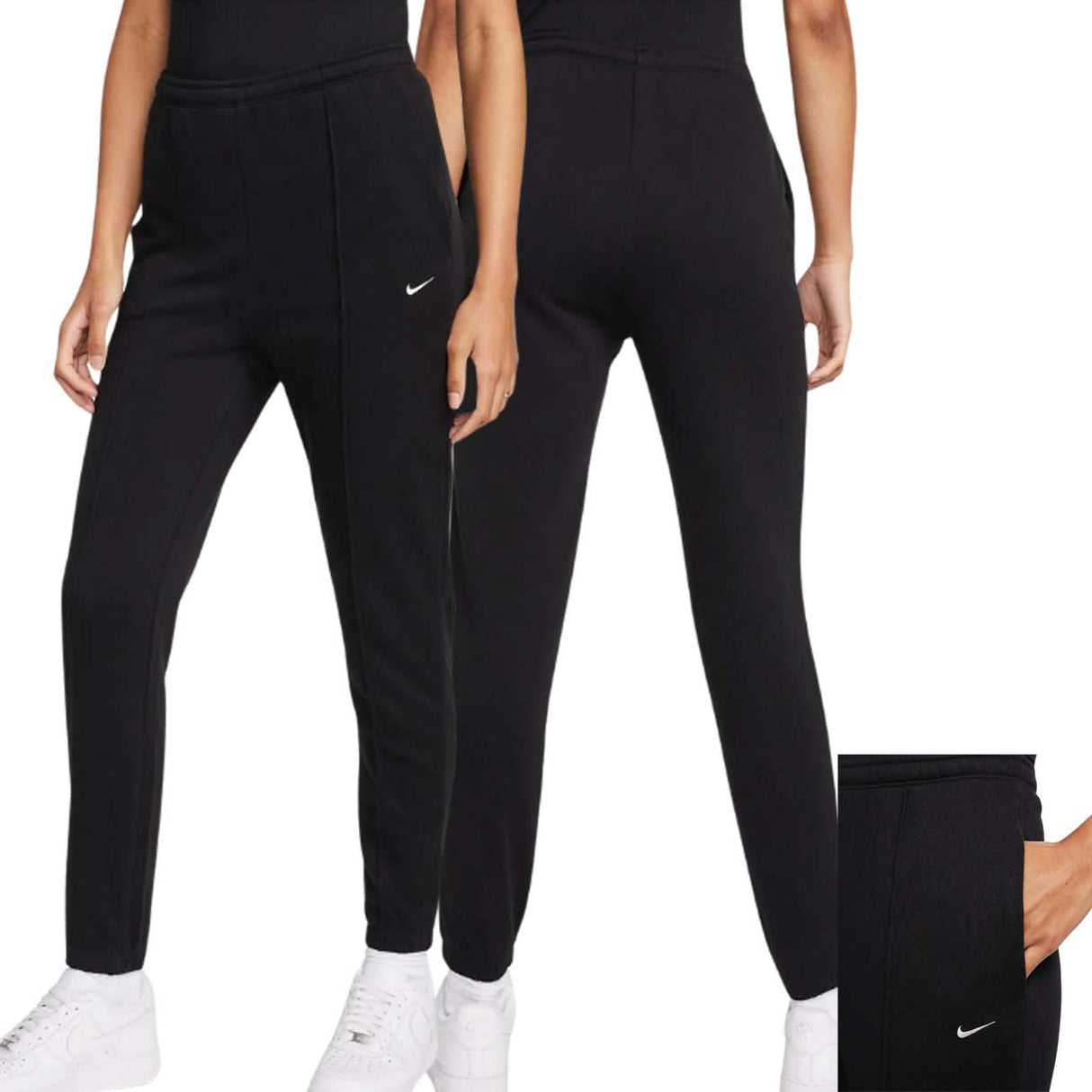 PANTALONE DONNA NIKE FN2434 010 SPORTWEAR COTONE GARZATO NERO