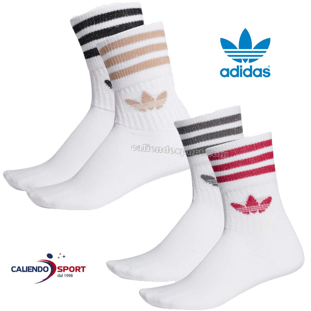 CHAUSSETTES À PAILLETTES MI-HAUTES ADIDAS ORIGINALS ED5906 ED5907 2 PAIRES