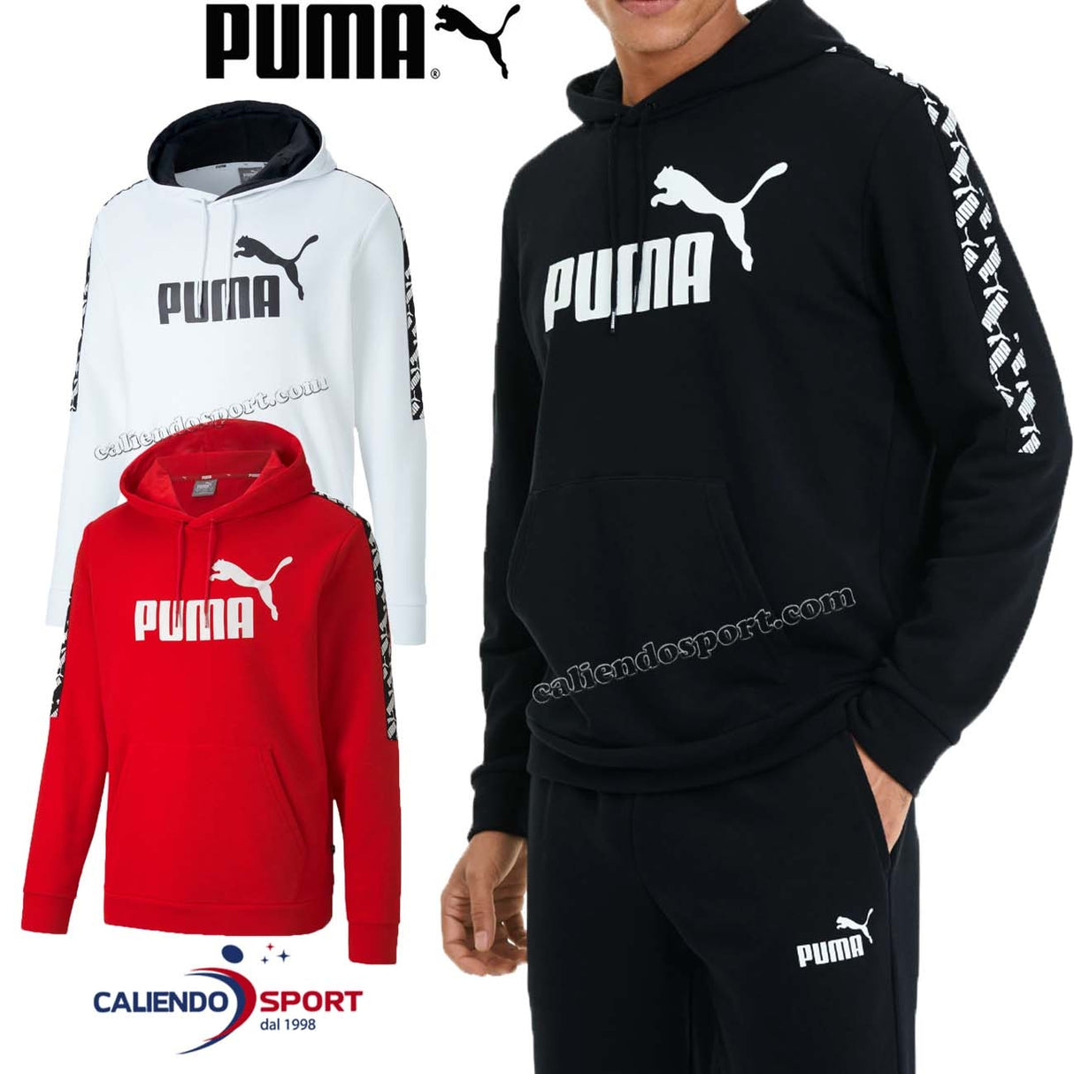 SWEAT-SHIRT PUMA 581393 02 01 11 ROUGE NOIR BLANC COTON