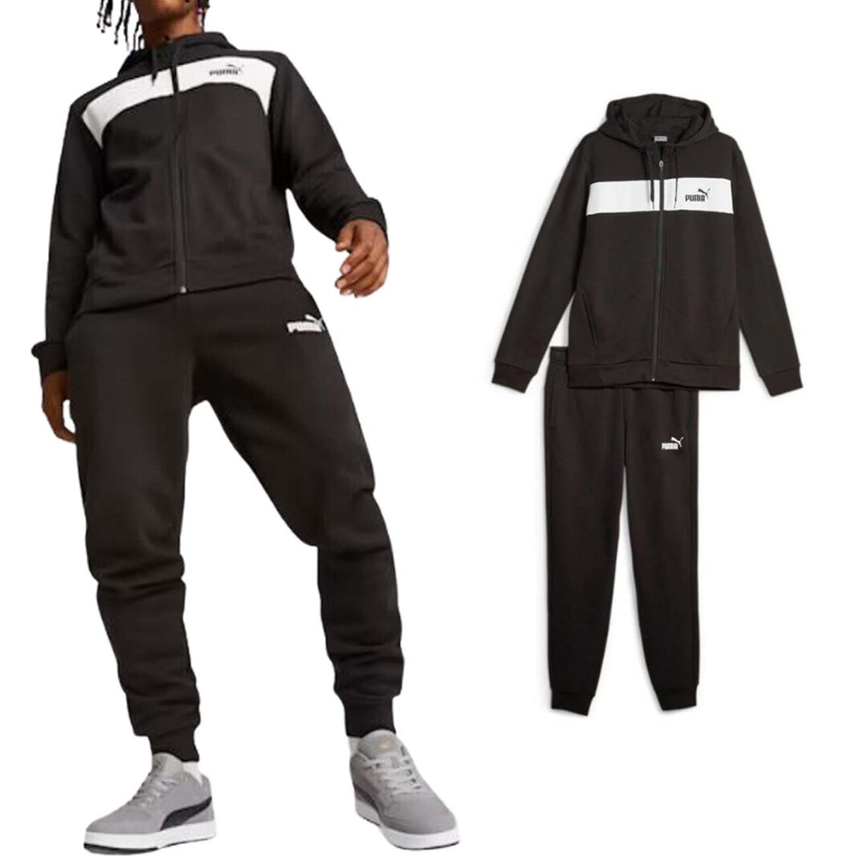 PUMA 675022 51 PANEL COTTON FLEECE TRACKSUIT BLACK