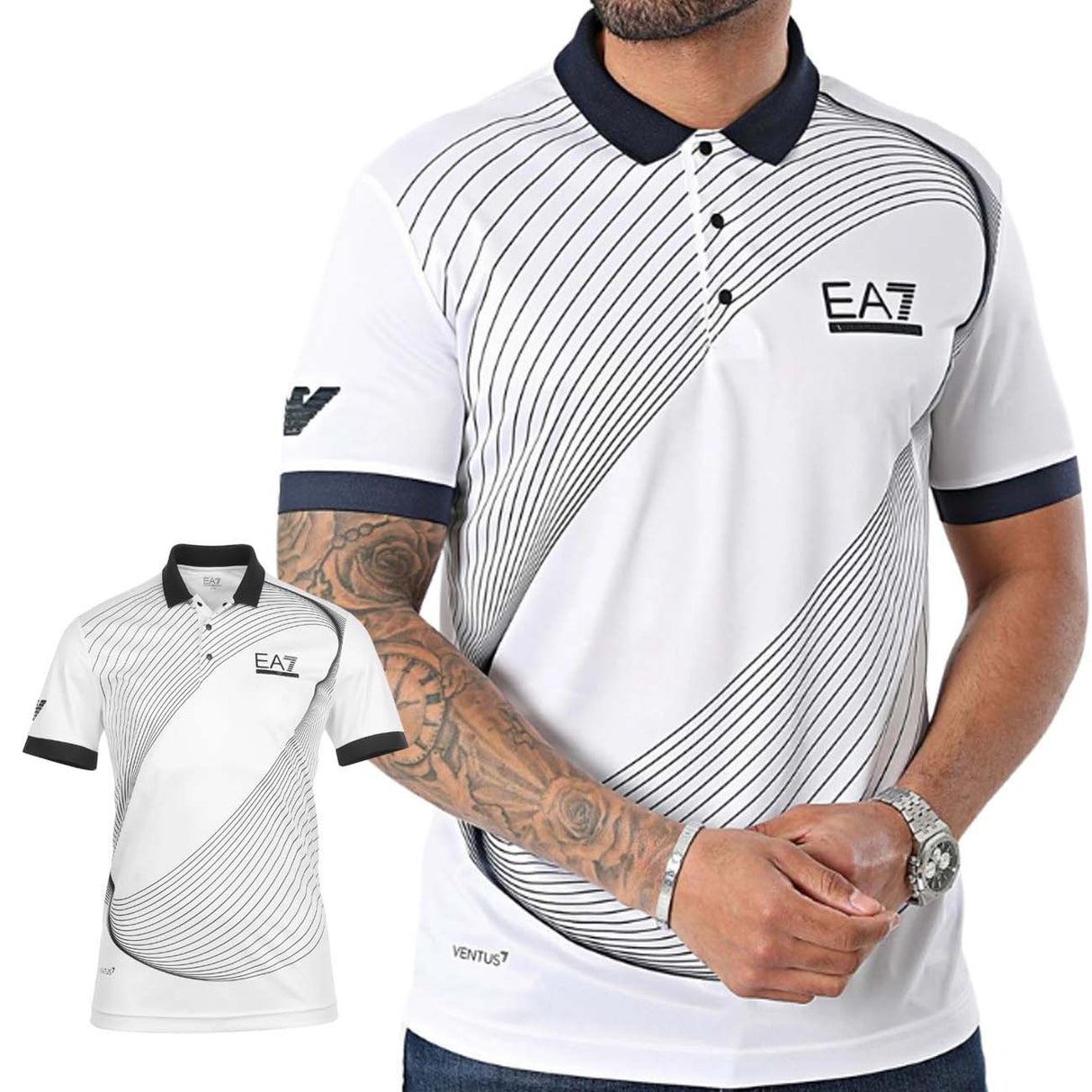 POLO ARMANI EA7 E24 3DPF09 PJPCZ 1100 TENNIS VENTUS7 BIANCO