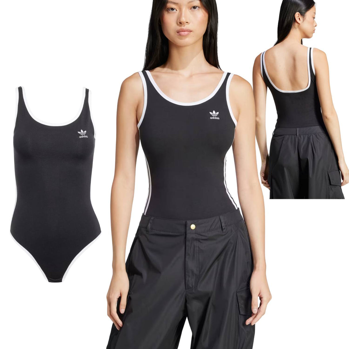 BODY DONNA ADIDAS JD4630 ADICOLOR 3 STRIPES NERO COTONE