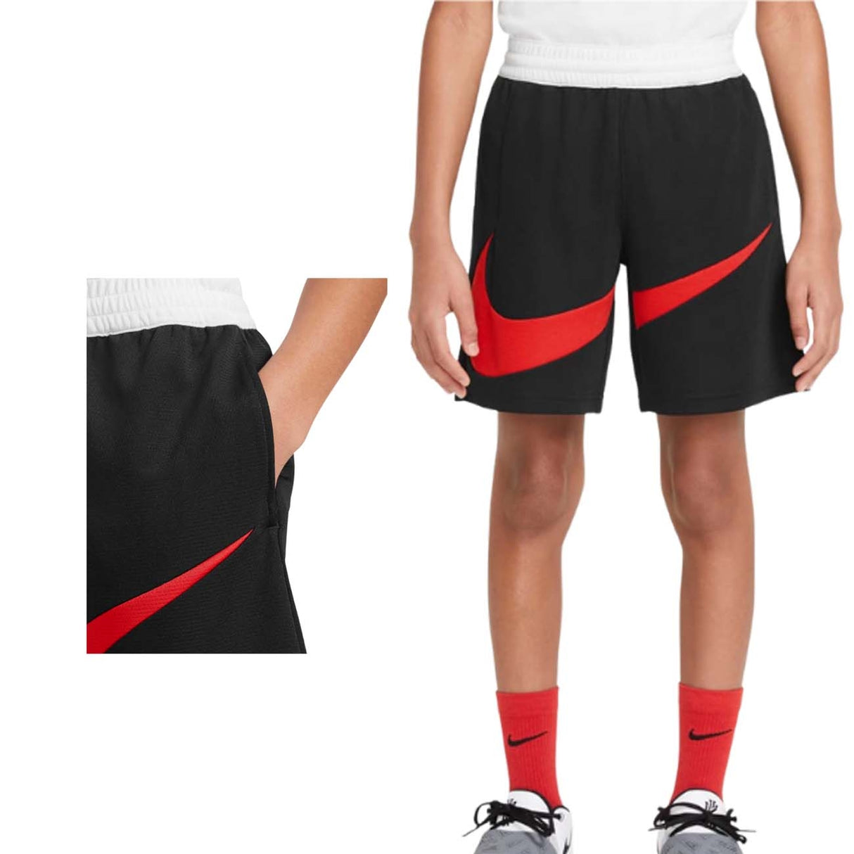NIKE BOYS DA0161 011 DRI-FIT BLACK SHORTS