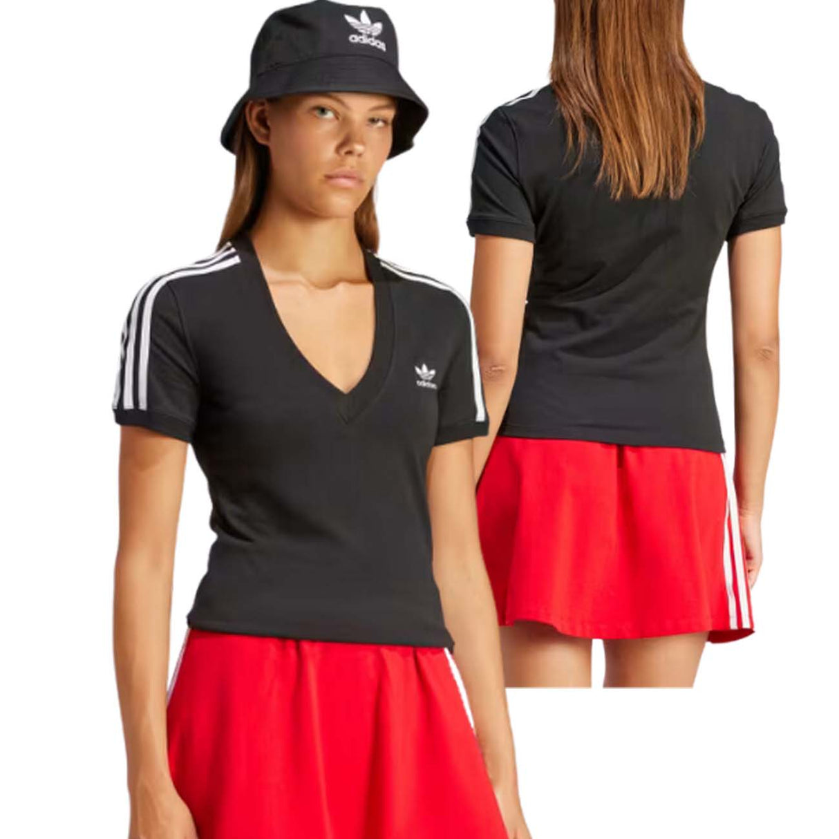 T-SHRT DONNA ADIDAS IU2416 3-STRIPES V-NECK SLIM