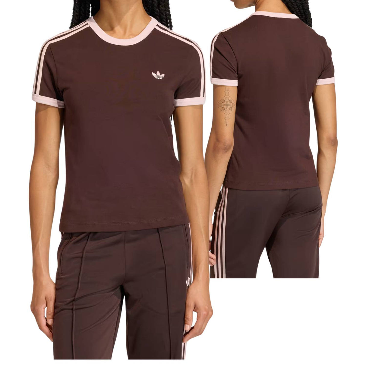 T-SHIRT DONNA ADIDAS KC9017 3 STRISCE ADERENTE COTONE