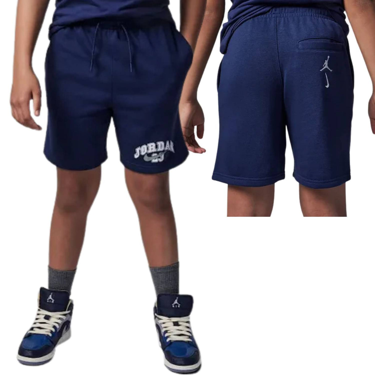 PANTALONCINO RAGAZZI JORDAN 95F051 U90 COTONE GARZATO BLU