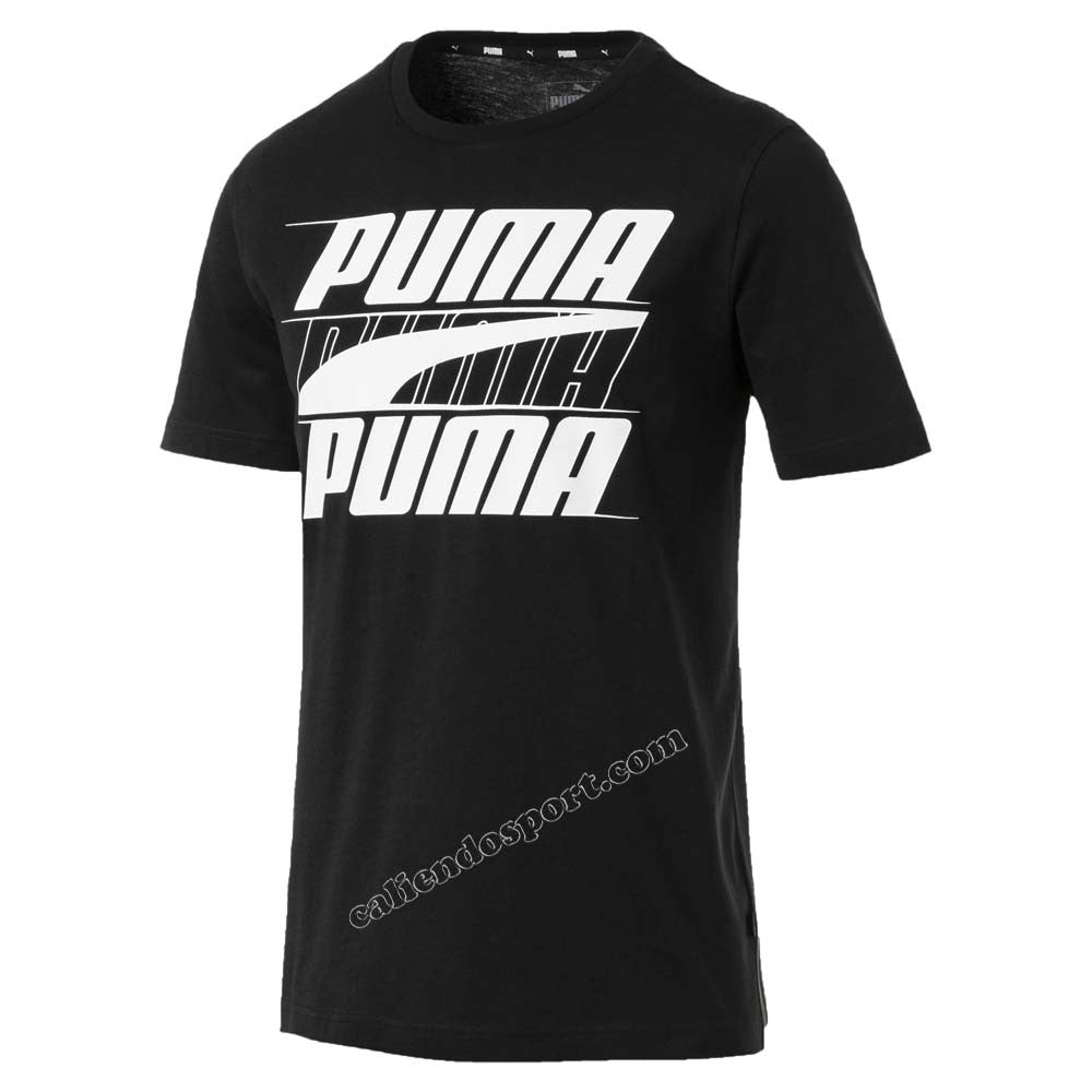 T-SHIRT HOMME PUMA 854150 01 02 BLANC NOIR COTON REBEL