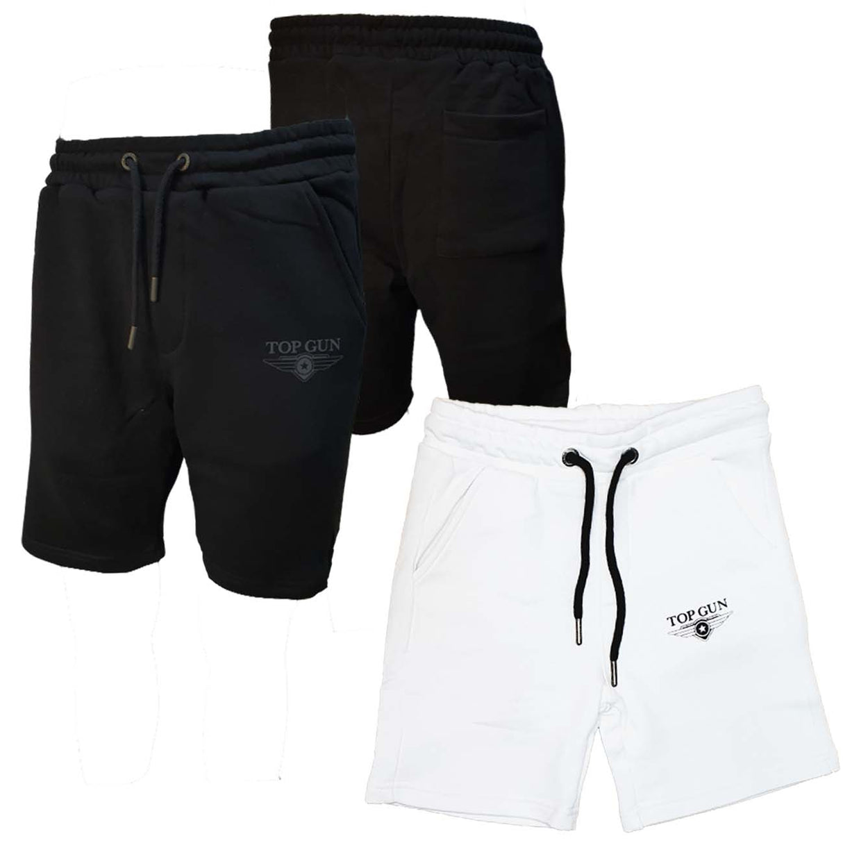 SHORT TOP GUN 01G0033 NOIR BLANC COTON