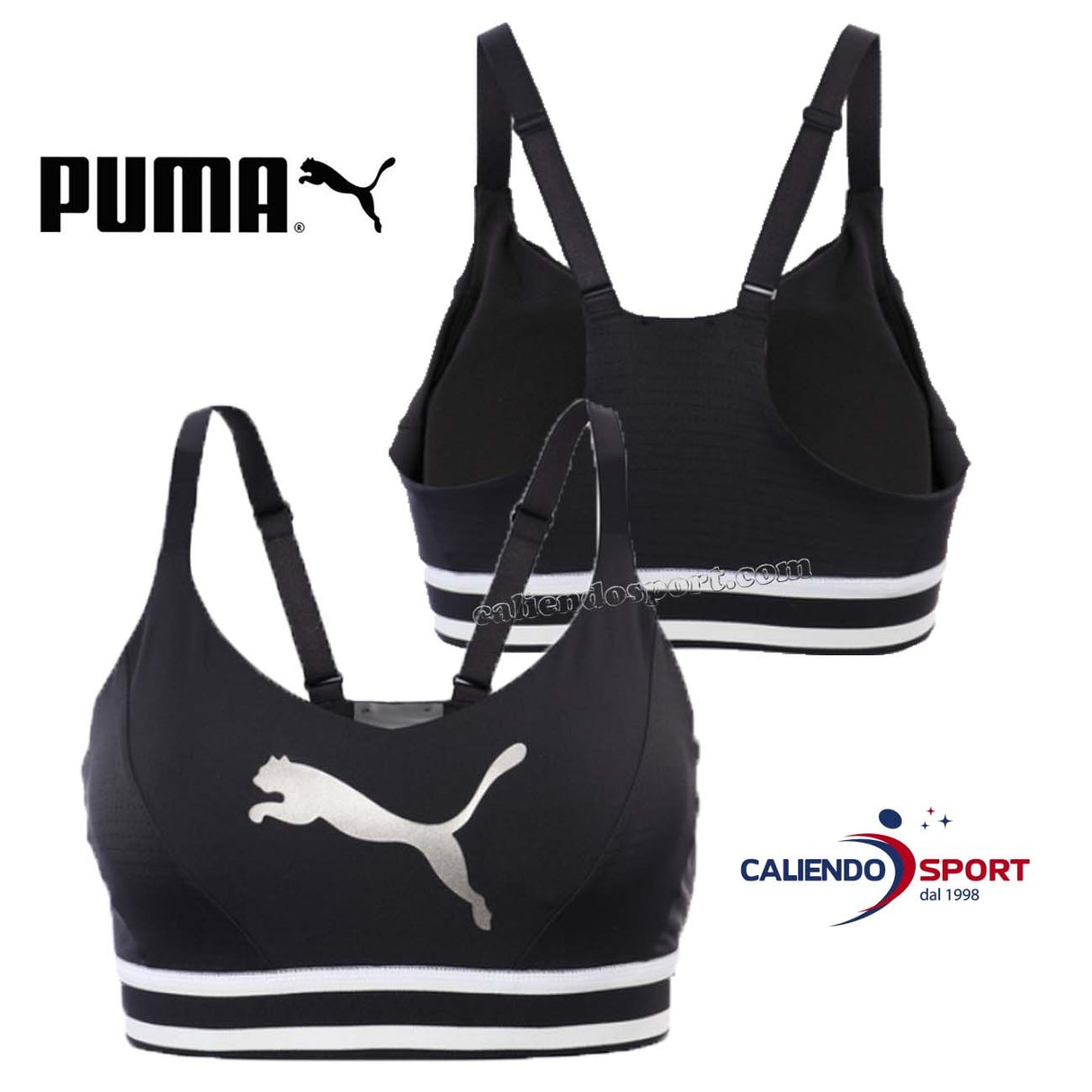 PUMA TOP BRA 516995 18 BLACK METALLIC LOGO SPORT