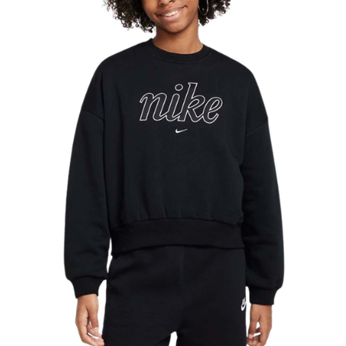 FELPA RAGAZZE NIKE FZ5566 010 SPORTWEAR COTONE FELPATO