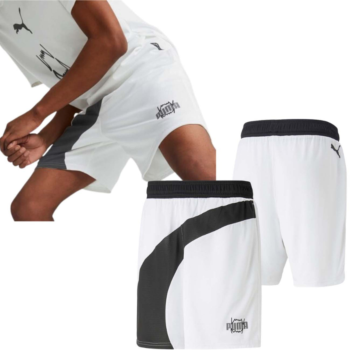 PANTALONCINO PUMA 530491 BASKET FLARE BIANCO