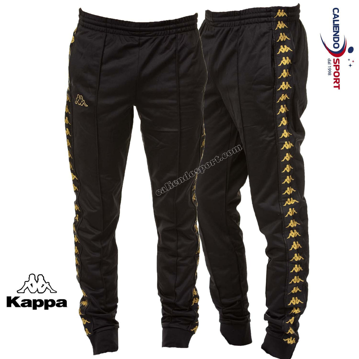 PANTALONE KAPPA BANDA RASTORIA 303KUCO NERO ORO ACETATO UOMO DONNA SLIM