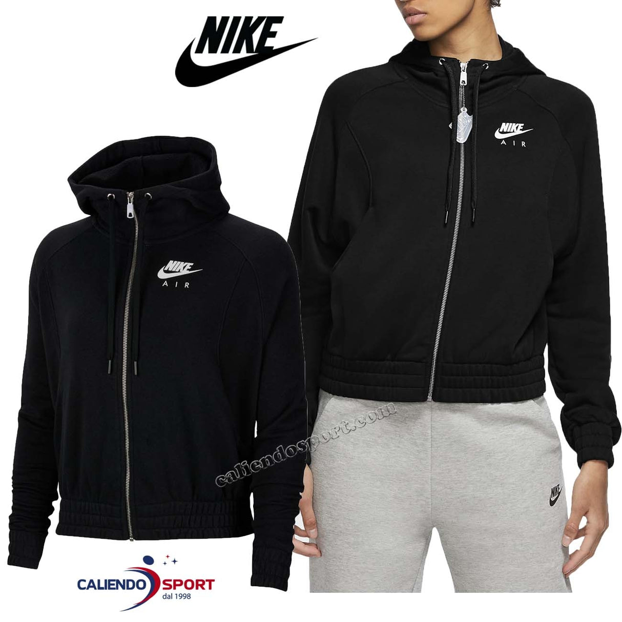 FELPA DONNA NIKE CU5442 010 AIR COTONE NERO