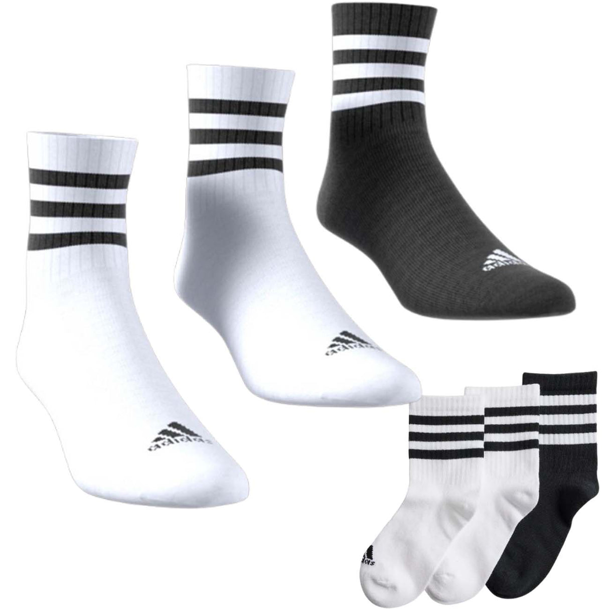 CALZINI BAMBINI ADIDAS JG3998 2 BIANCHI 1 NERO 3 PAIA UNISEX