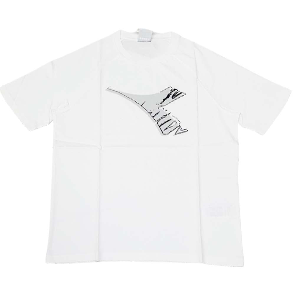 T-SHIRT DIADORA 180400 LOGO NERO BIANCO COTONE