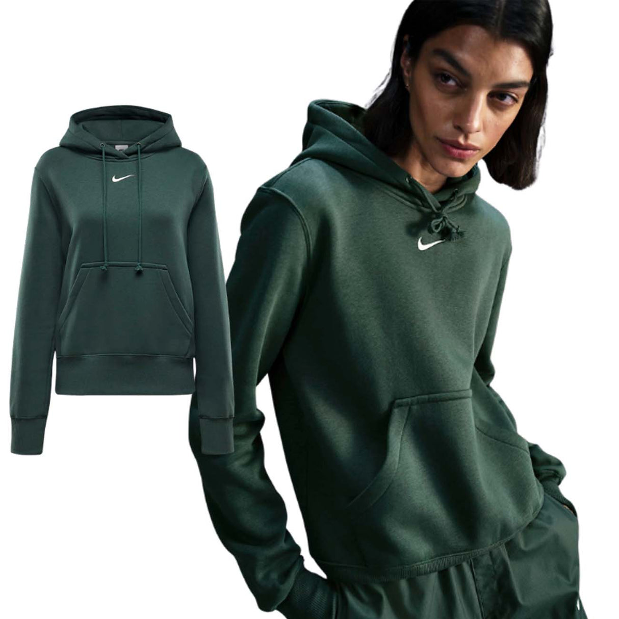 FELPA DONNA NIKE HF6839 338 PHOENIX FELPATA VERDE