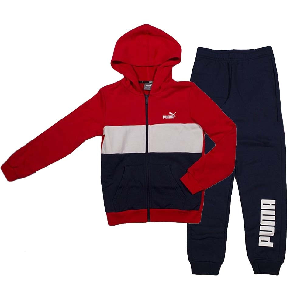 TUTA RAGAZZI PUMA 847604 COLORBLOCK COTONE FELPATO