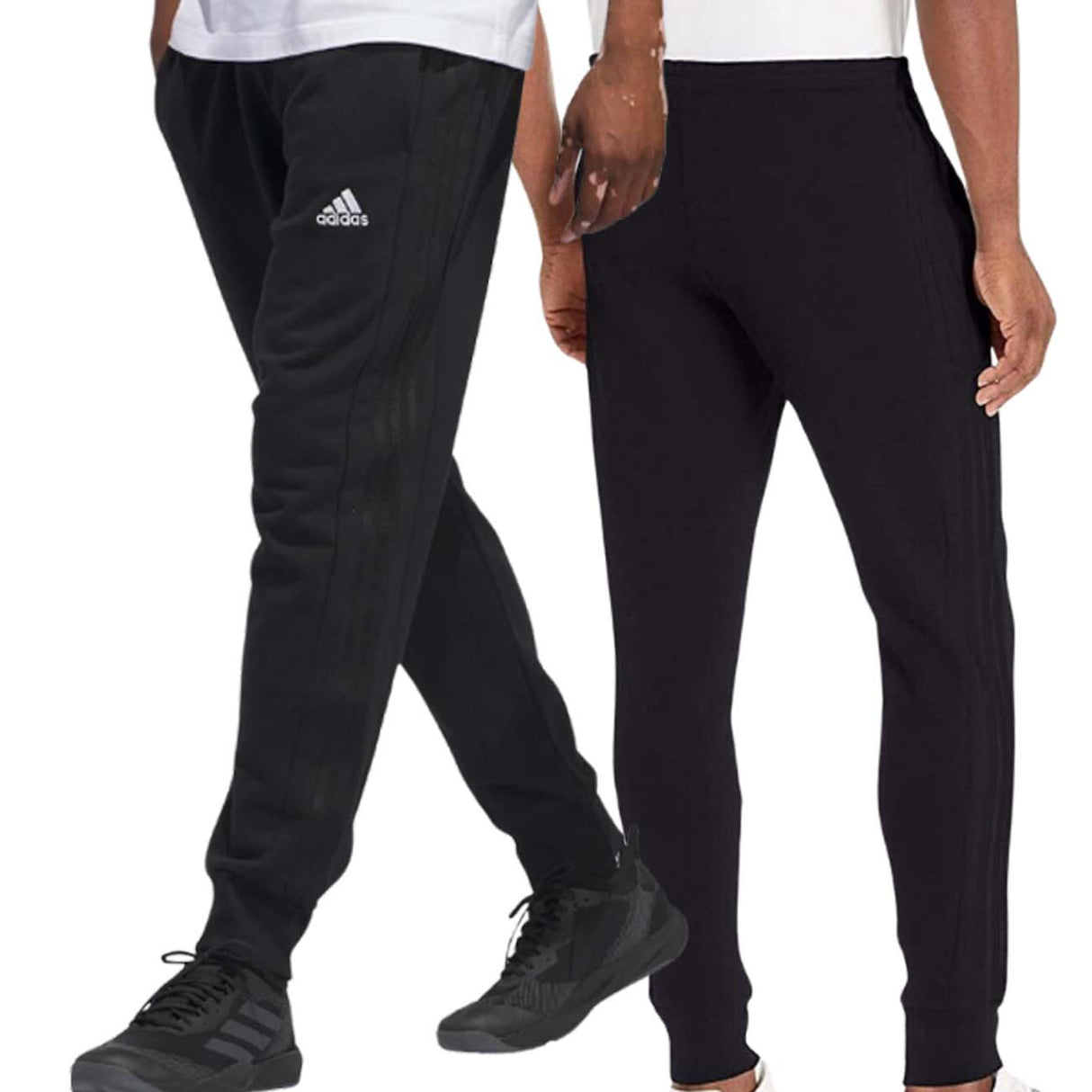 PANTALON EN COTON BROSSÉ NOIR ADIDAS HZ2218 ESSENTIALS
