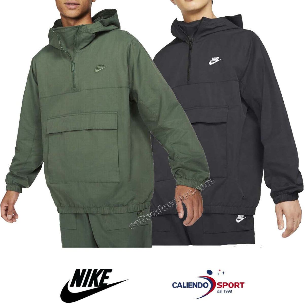 GIACCA NIKE DA0011 WOVEN ANORAK NERO VERDE