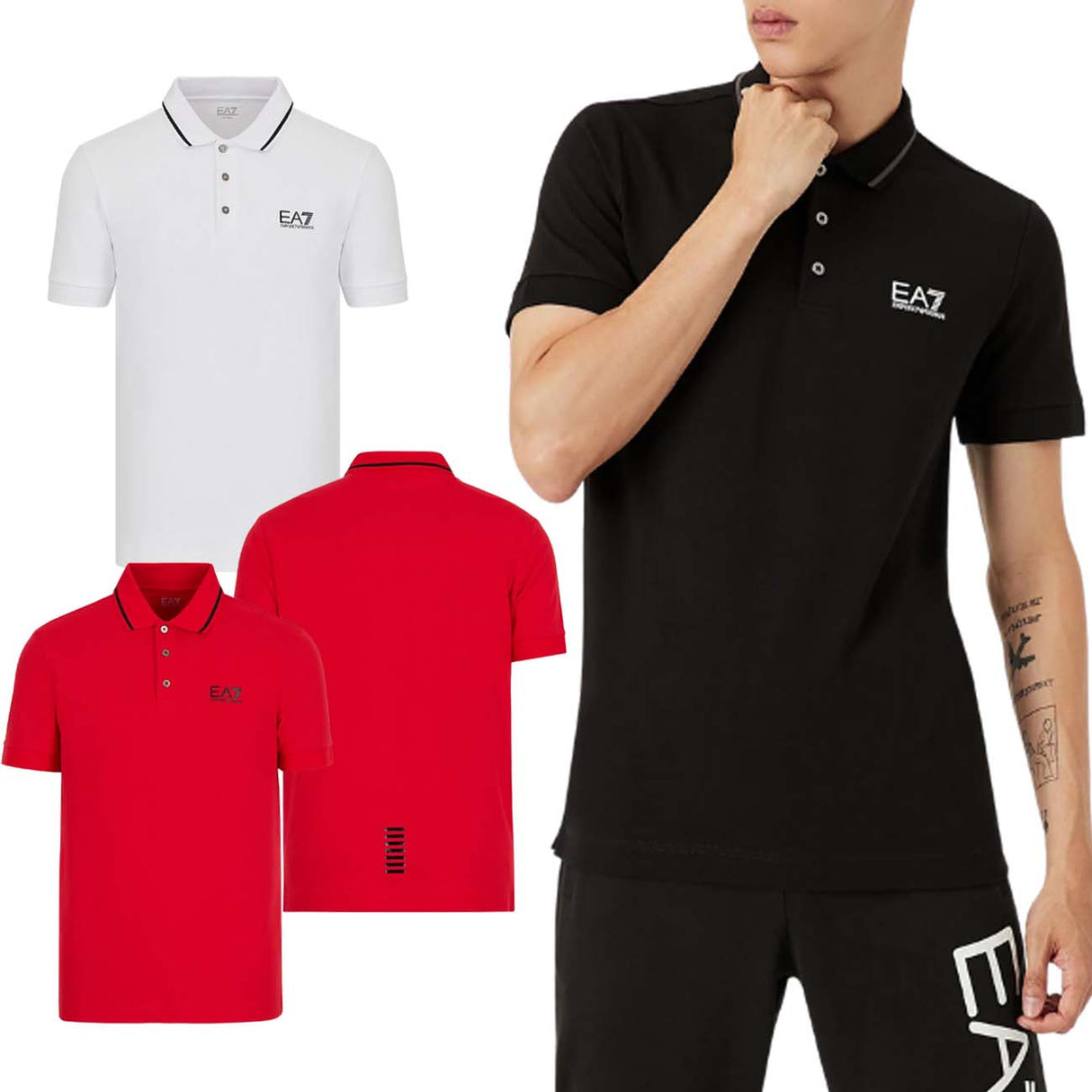 POLO ARMANI EA7 8NPF06 PJ04Z AVEC LOGO EN PIQUÉ