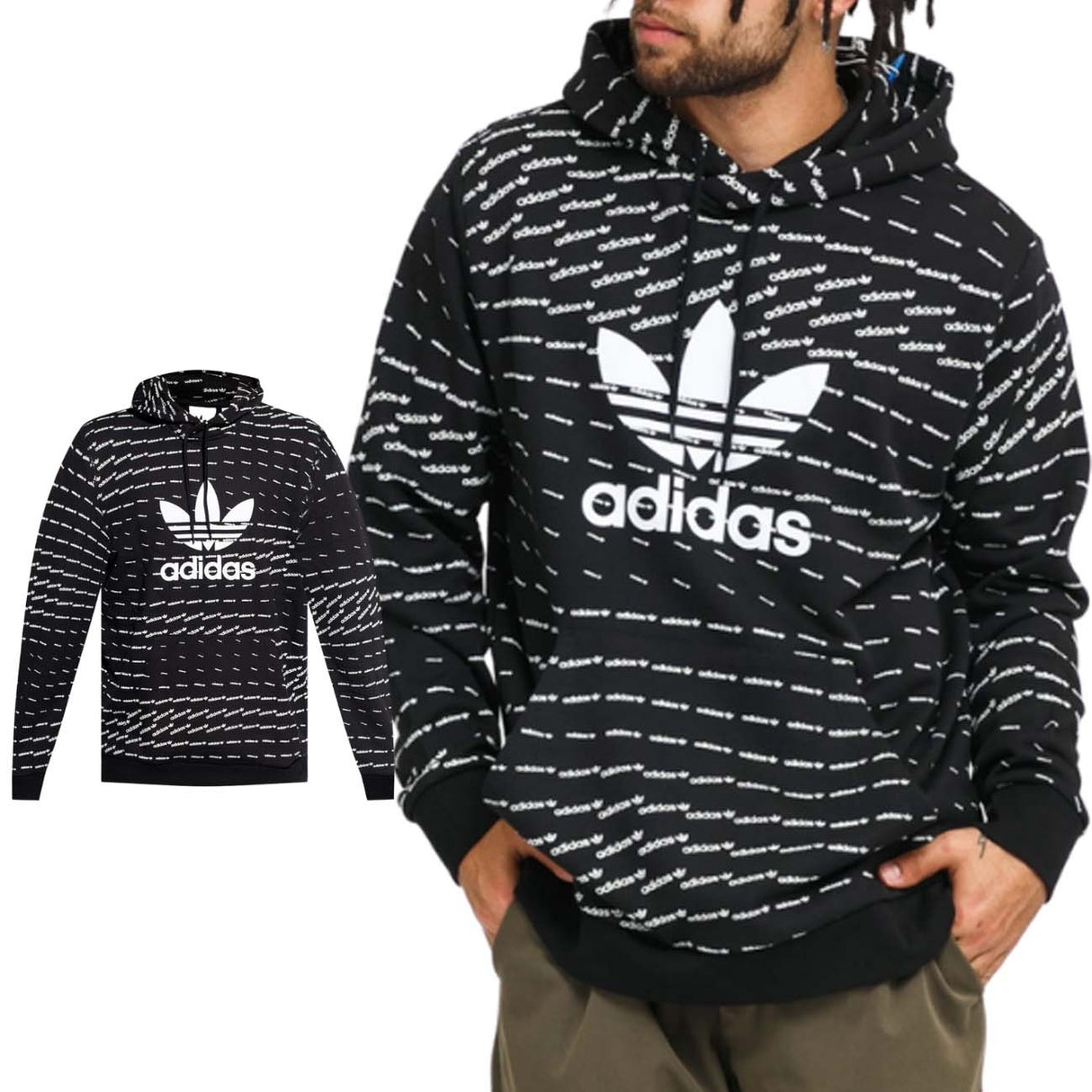 Sweat à capuche ADIDAS H13492 en coton brossé monobloc
