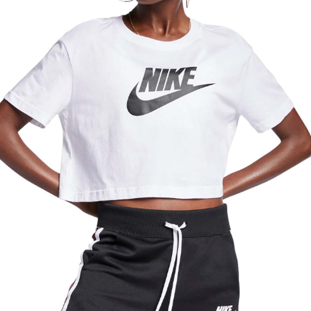T-SHIRT DONNA NIKE BV6175 CORTA COTONE NERO BIANCO
