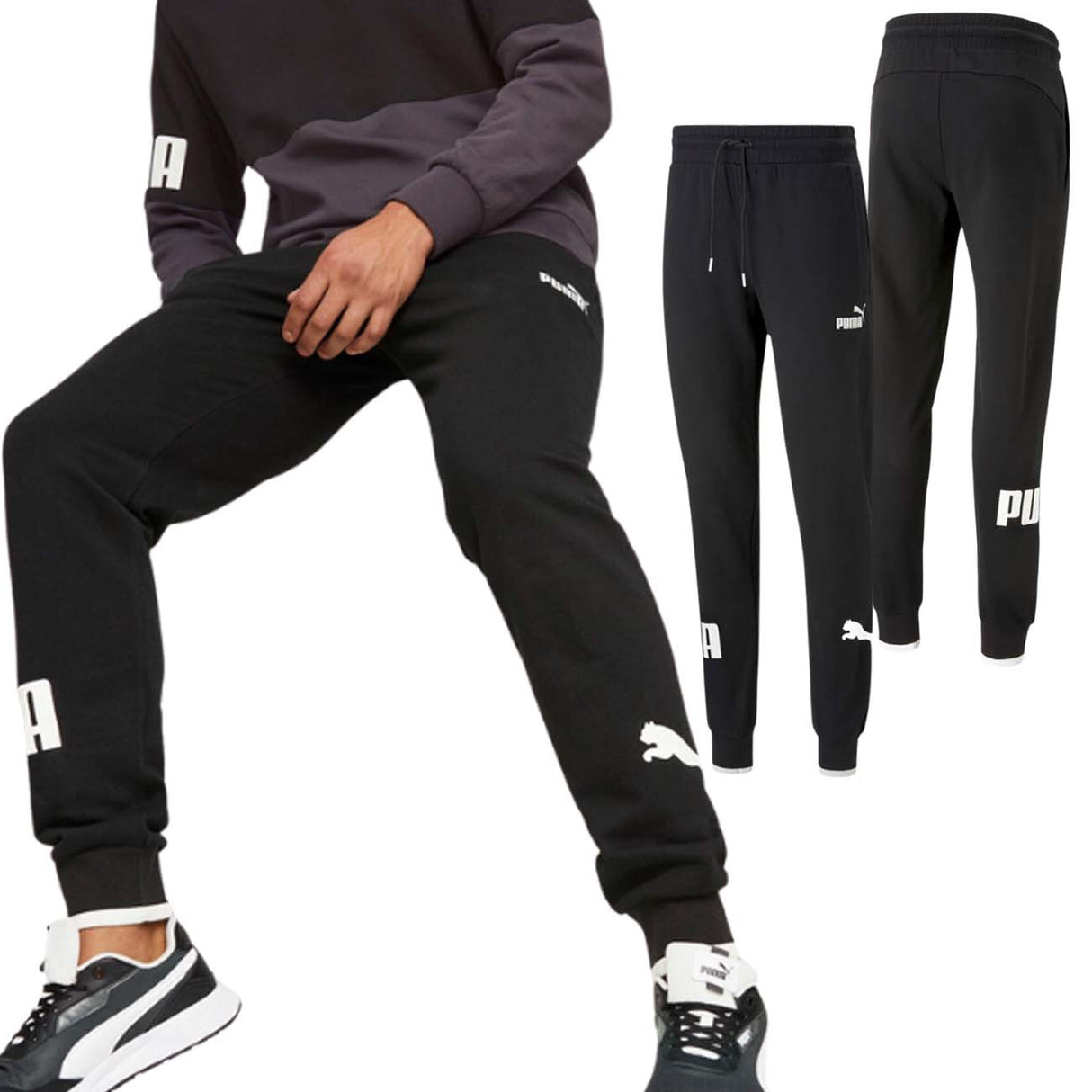 PUMA 673329 01 JOGGING PANTS BLACK BRUSHED COTTON