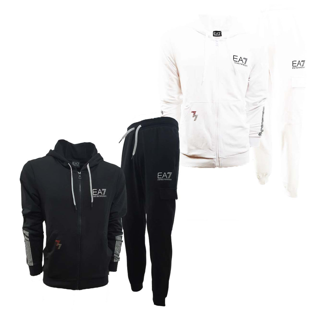 SURVÊTEMENT ARMANI EA7 3RPV70 PJLIZ COTON NOIR BLANC